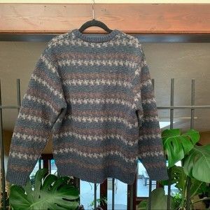 Men's ORVIS Scottish Highlands Fair Isle Wool Pullover Crewneck Sweater, sz XL